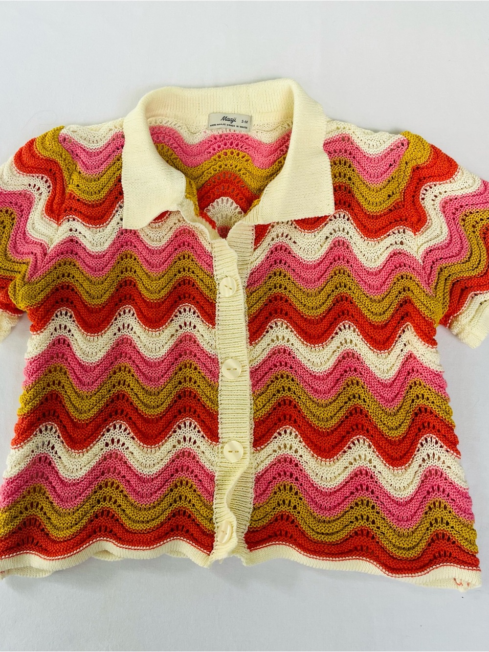 Maaji Woman Paradisio Waves Knit Sweater Cardigan Summer Beach Cover-Up Size S-M